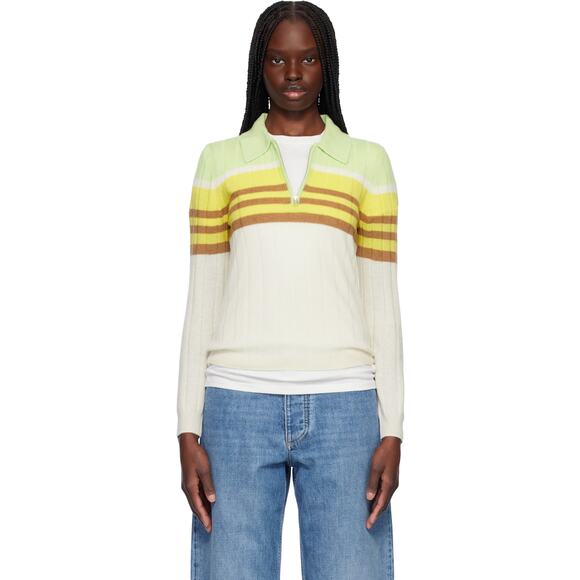 Guest in Residence Cashmere Track Polo in Green Combo M - Picture 1 of 5